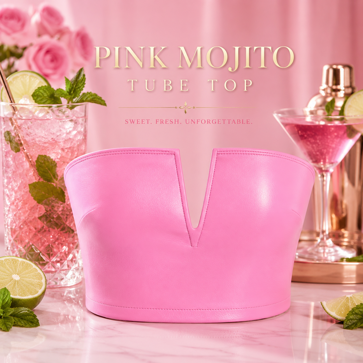 Pink Mojito Tube Top 🍹💖