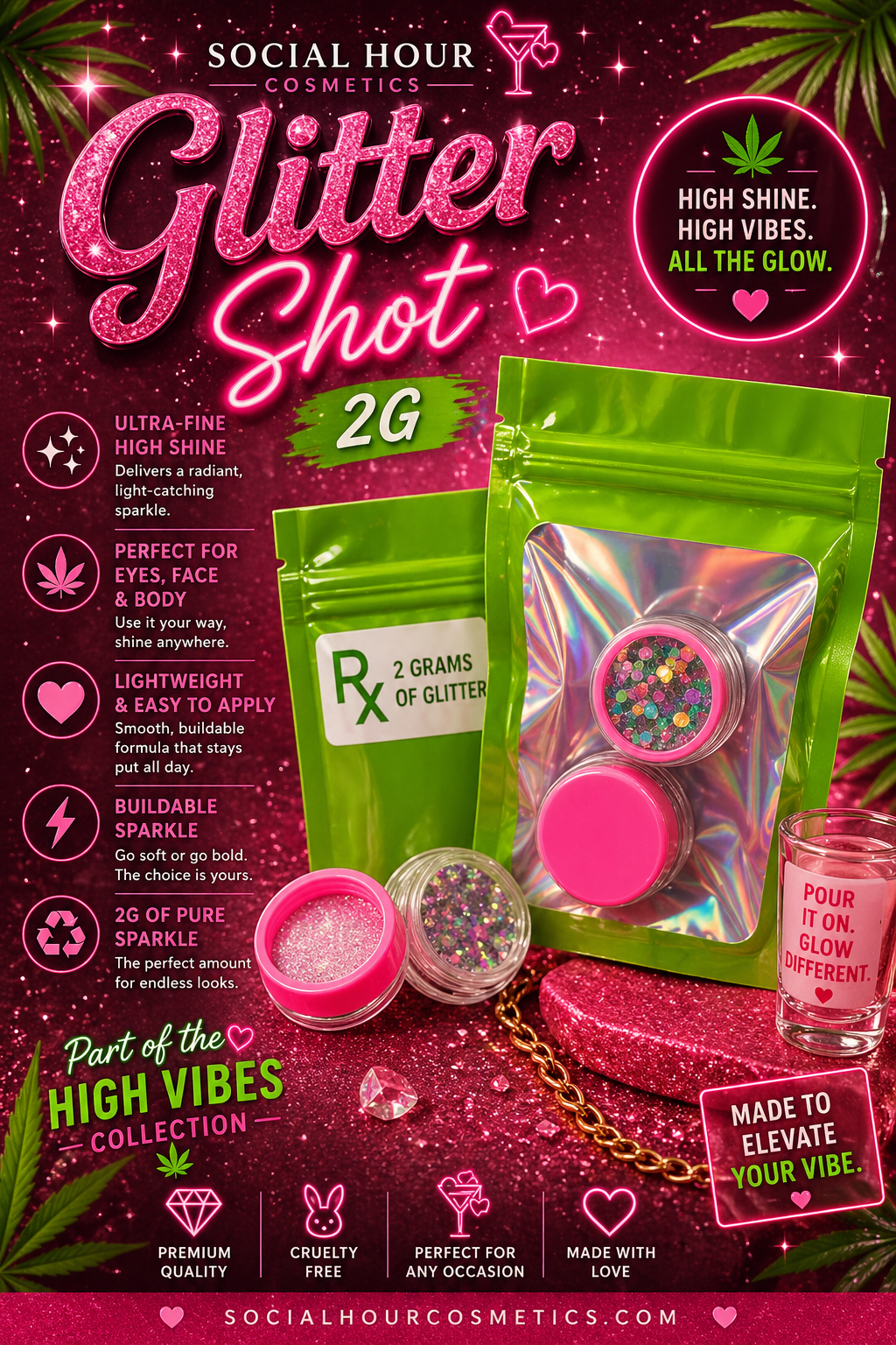 Glitter Shot Eyeshadow High Shine Glitter Eye Pigment (2G)