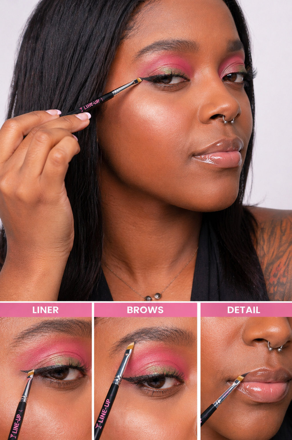 Line Up Precision Brush Set  6pc Detail & Eye Makeup Brush Kit