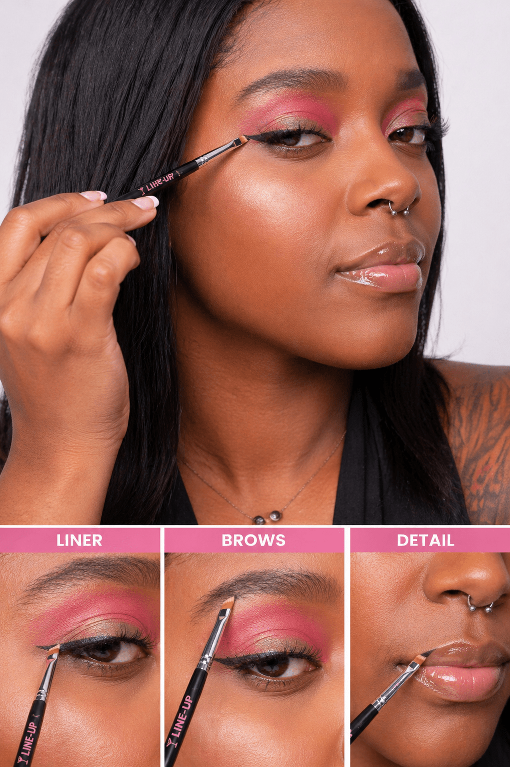 Line Up Precision Brush Set 6pc Detail & Eye Makeup Brush Kit - Social Hour